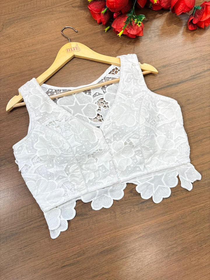Rising Star -White Crochet  Blouse
