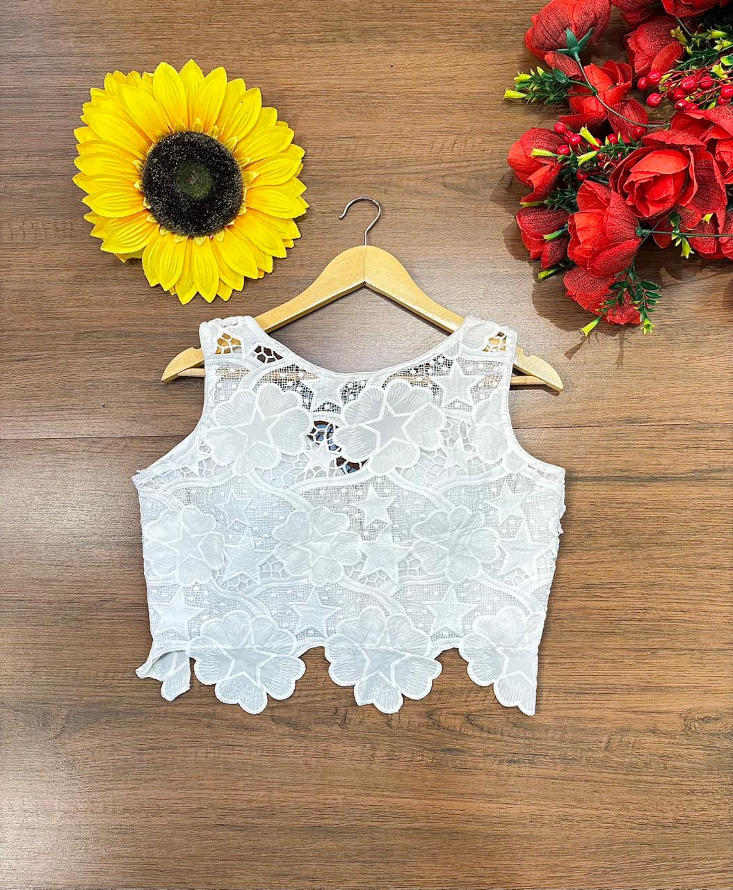 Rising Star -White Crochet  Blouse