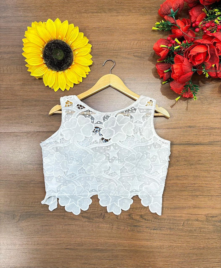 Rising Star -White Crochet  Blouse