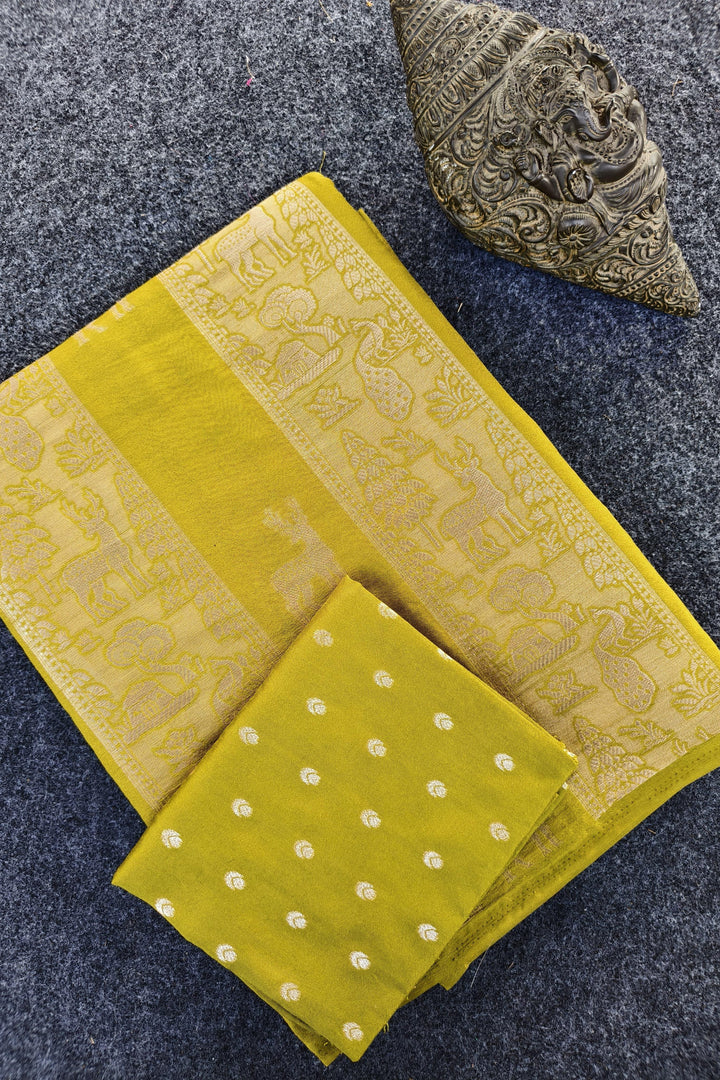 Floral tribute Designer Moonga Silk Saree