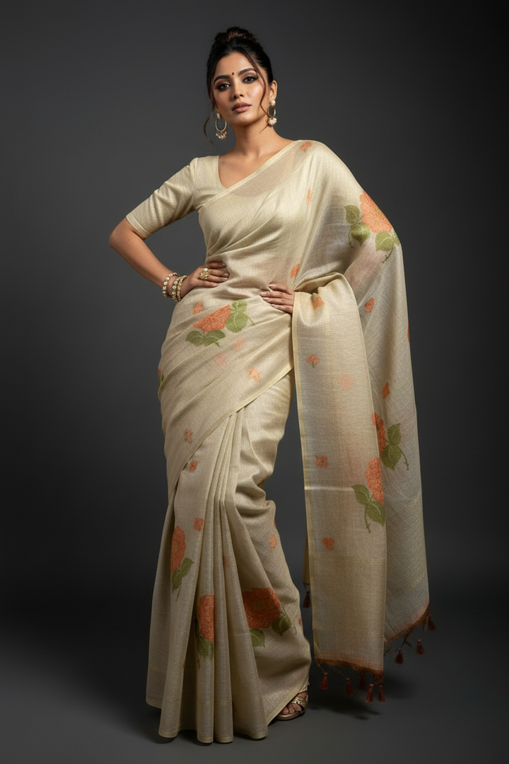 Silent Offering Designer Khadi Cotton Saree
