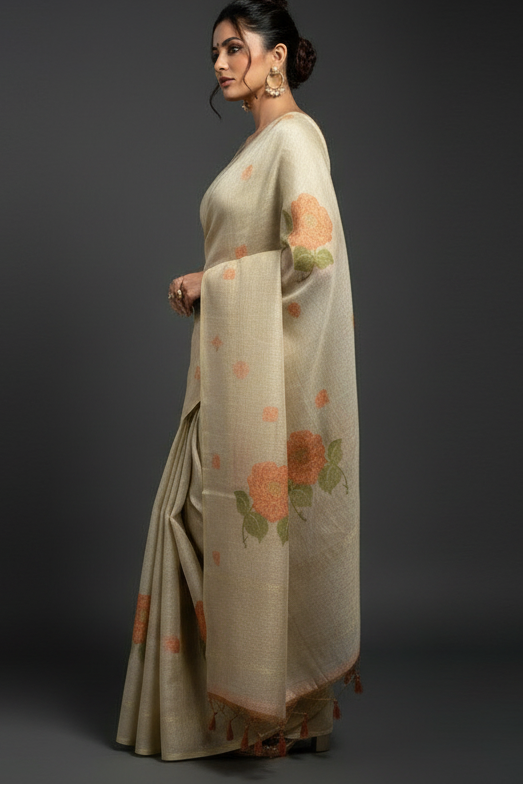 Silent Offering Designer Khadi Cotton Saree