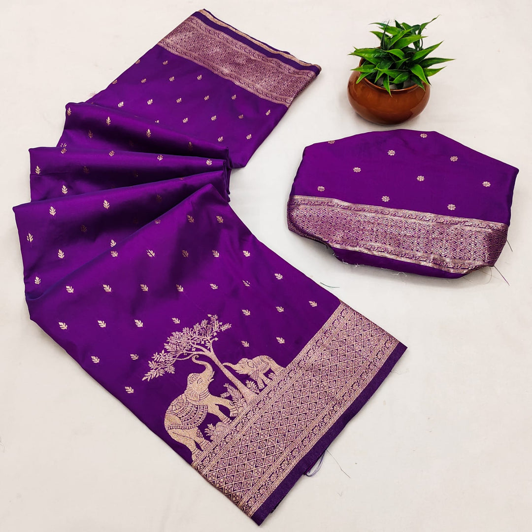 Hushed Romance Designer Banarasi Soft Silk Saree