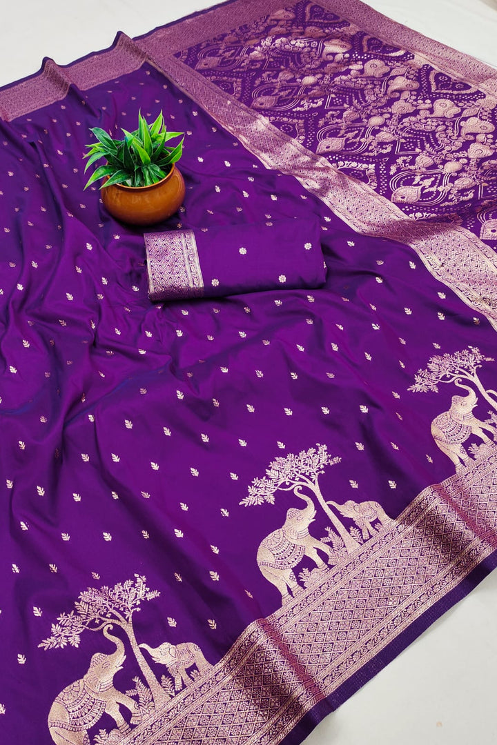 Hushed Romance Designer Banarasi Soft Silk Saree