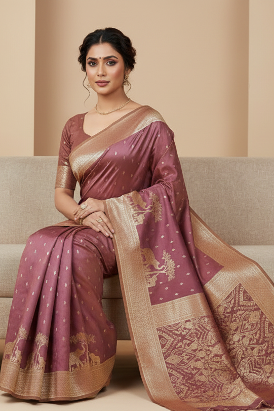 Hushed Romance Designer Banarasi Soft Silk Saree