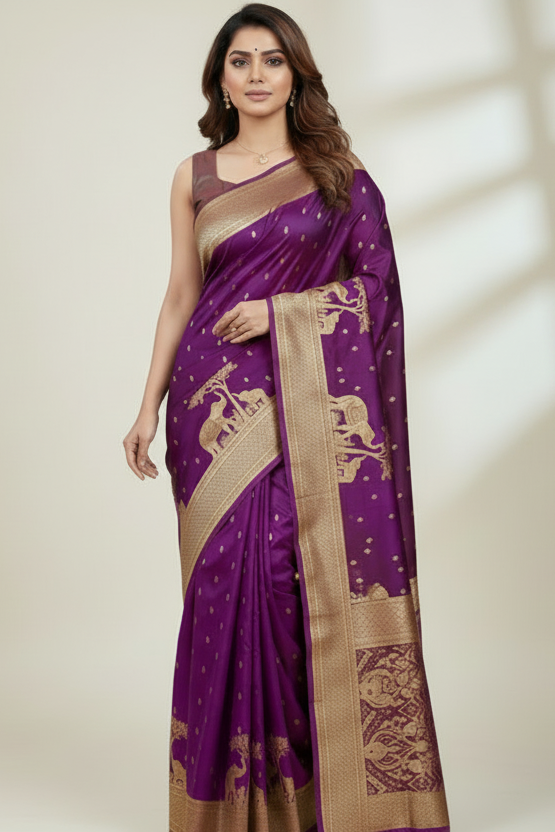 Hushed Romance Designer Banarasi Soft Silk Saree