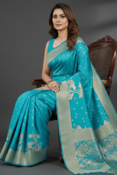 Hushed Romance Designer Banarasi Soft Silk Saree