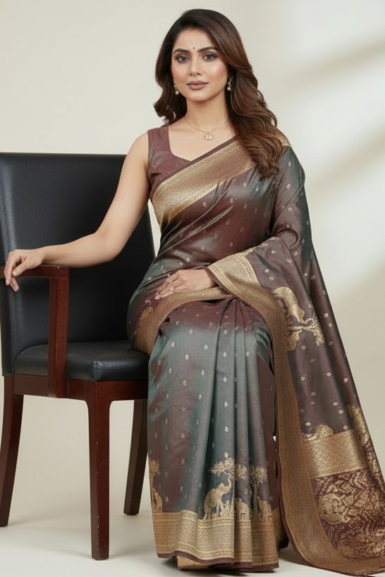 Hushed Romance Designer Banarasi Soft Silk Saree