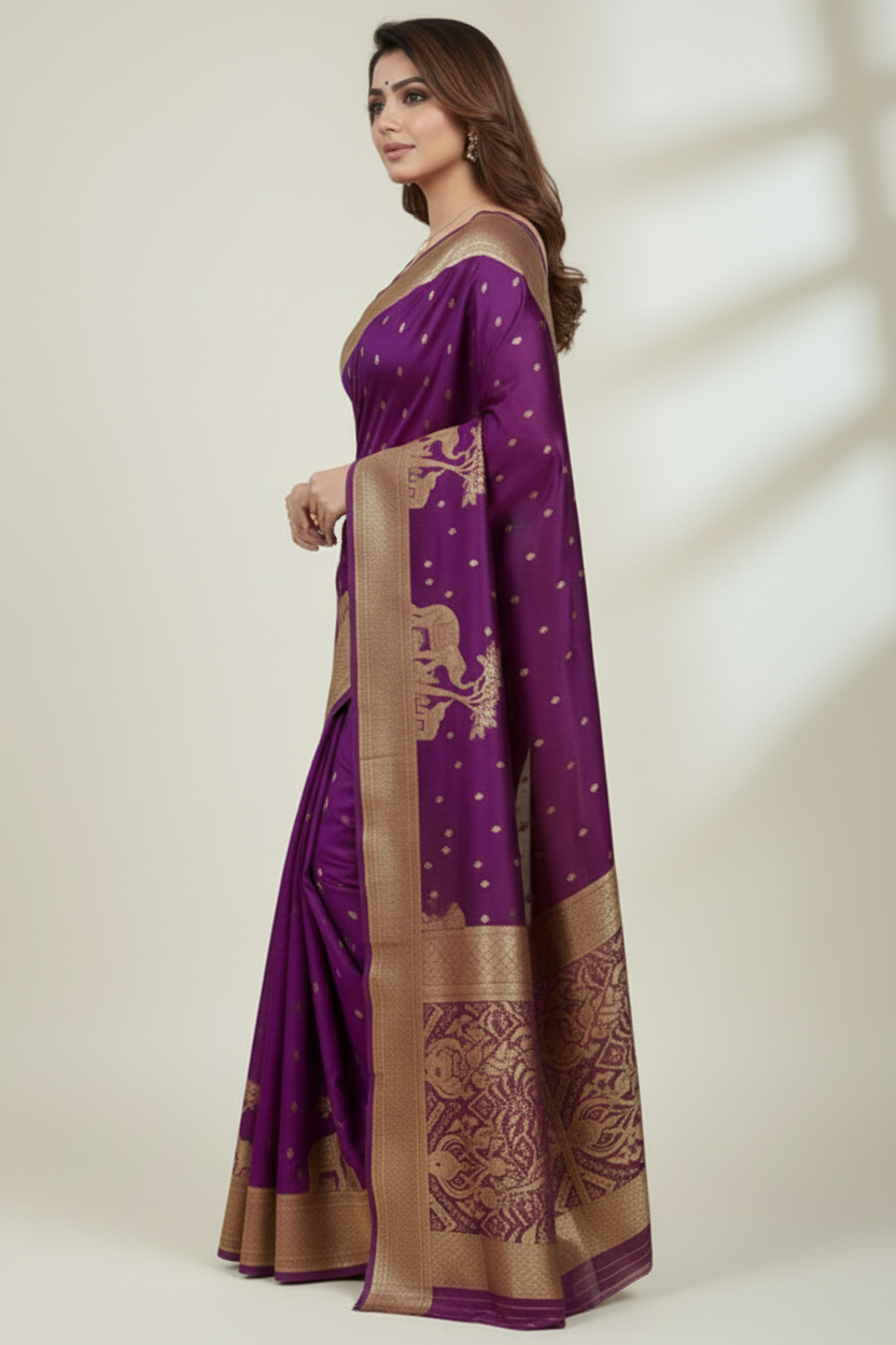 Hushed Romance Designer Banarasi Soft Silk Saree