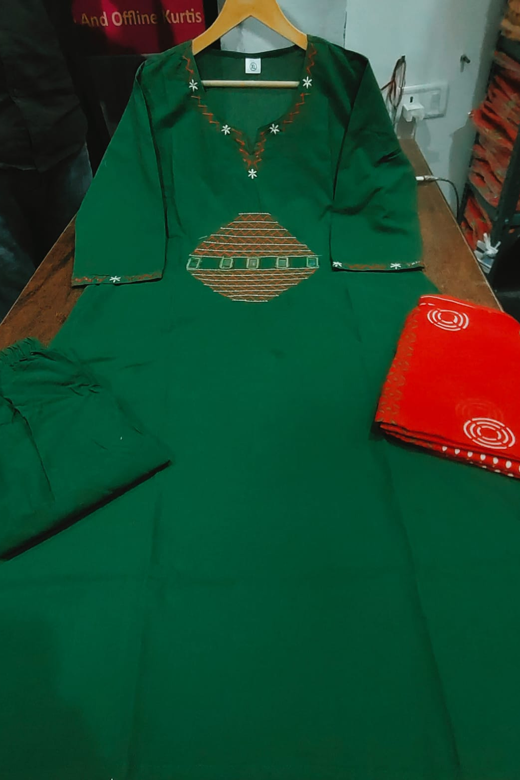 Flower petal Designer Cotton Kurti Set