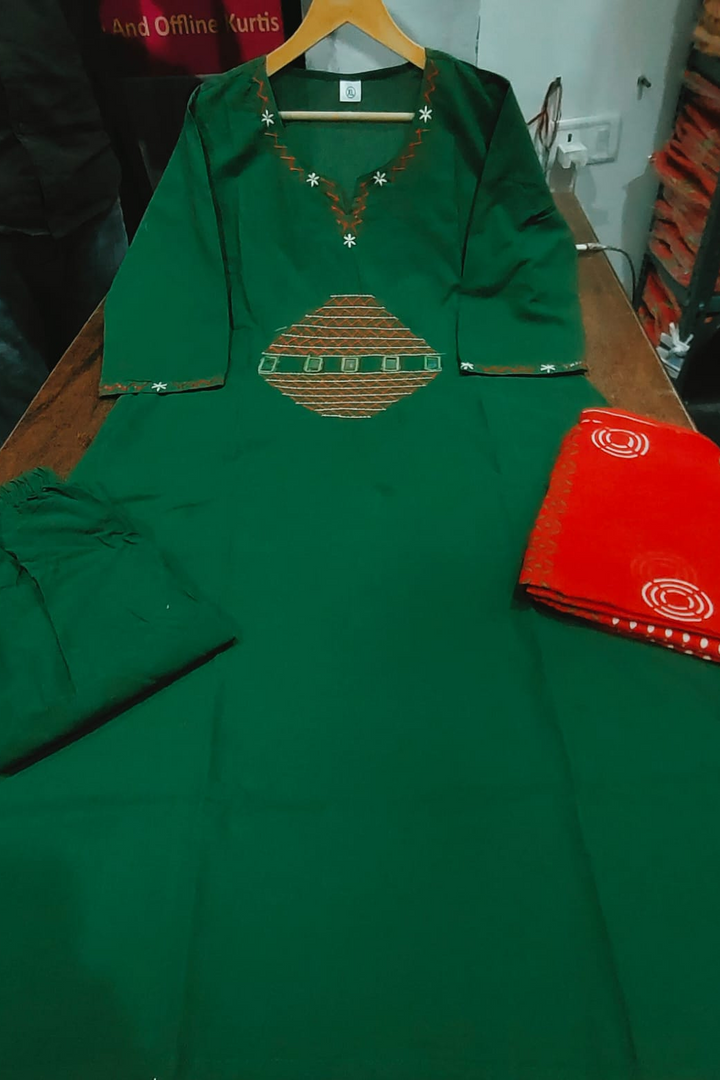 Flower petal Designer Cotton Kurti Set