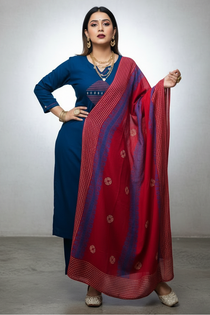 Flower petal Designer Cotton Kurti Set