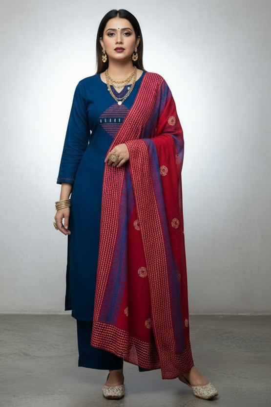 Flower petal Designer Cotton Kurti Set