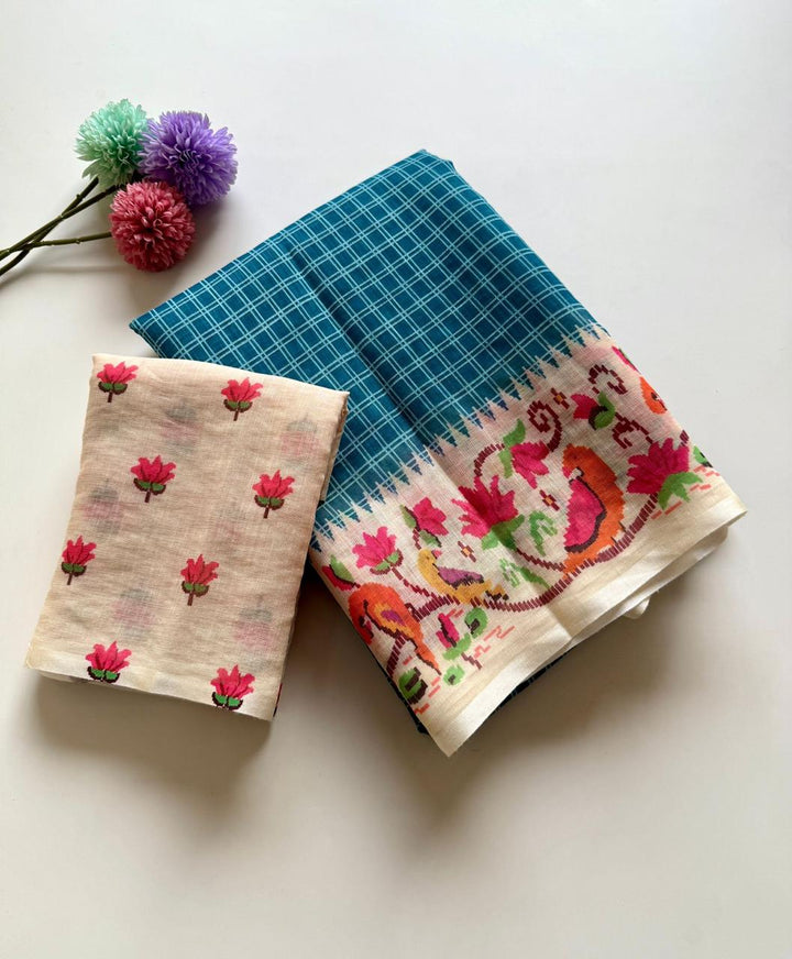 Blossom Haze Digital Print Linen Saree