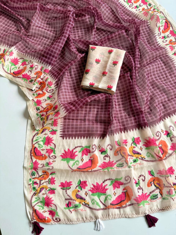 Blossom Haze Digital Print Linen Saree