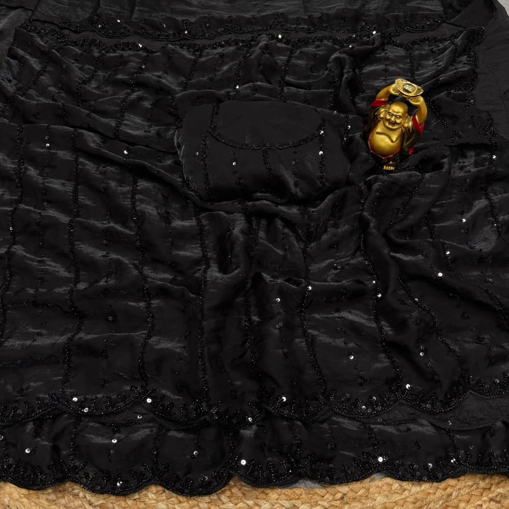 Black Casual Partywear Silk Saree