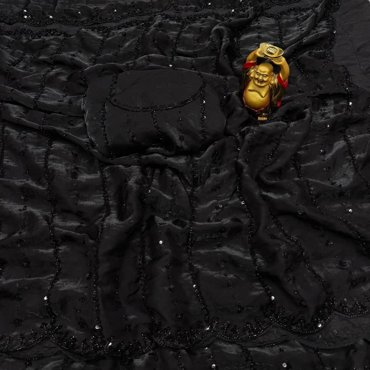 Black Casual Partywear Silk Saree