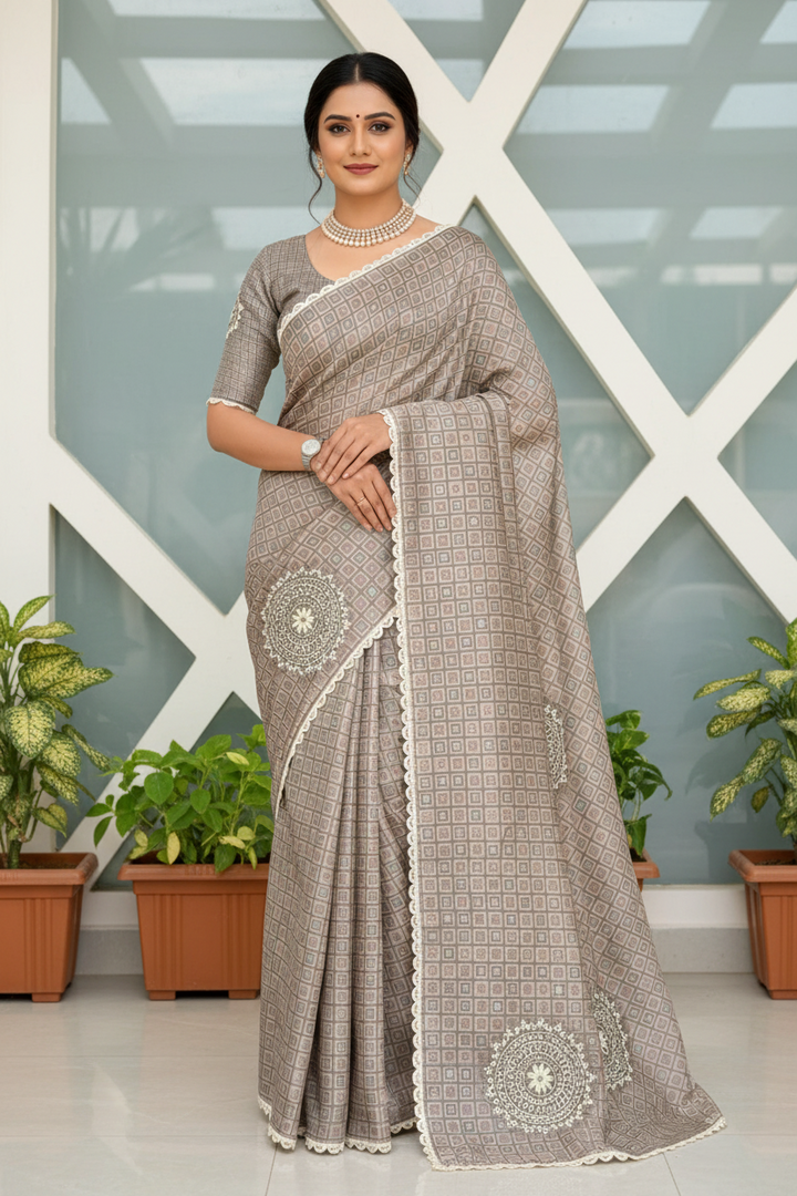 Earthlight Designer Tussar Cotton Saree