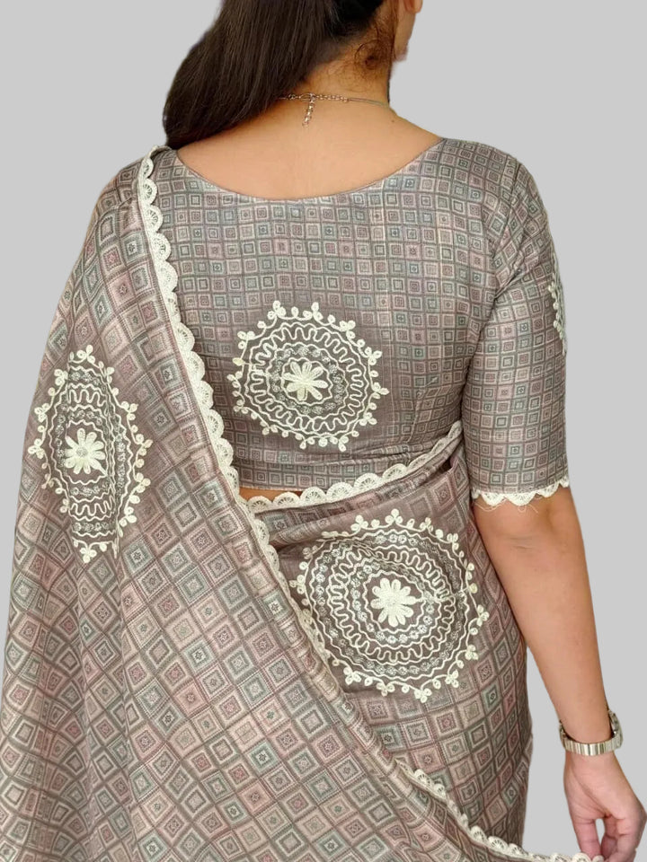 Earthlight Designer Tussar Cotton Saree