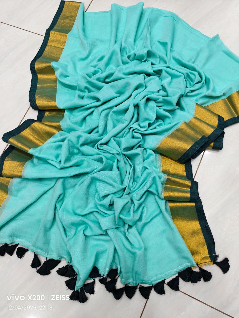 Neel Akash Mul Cotton Saree