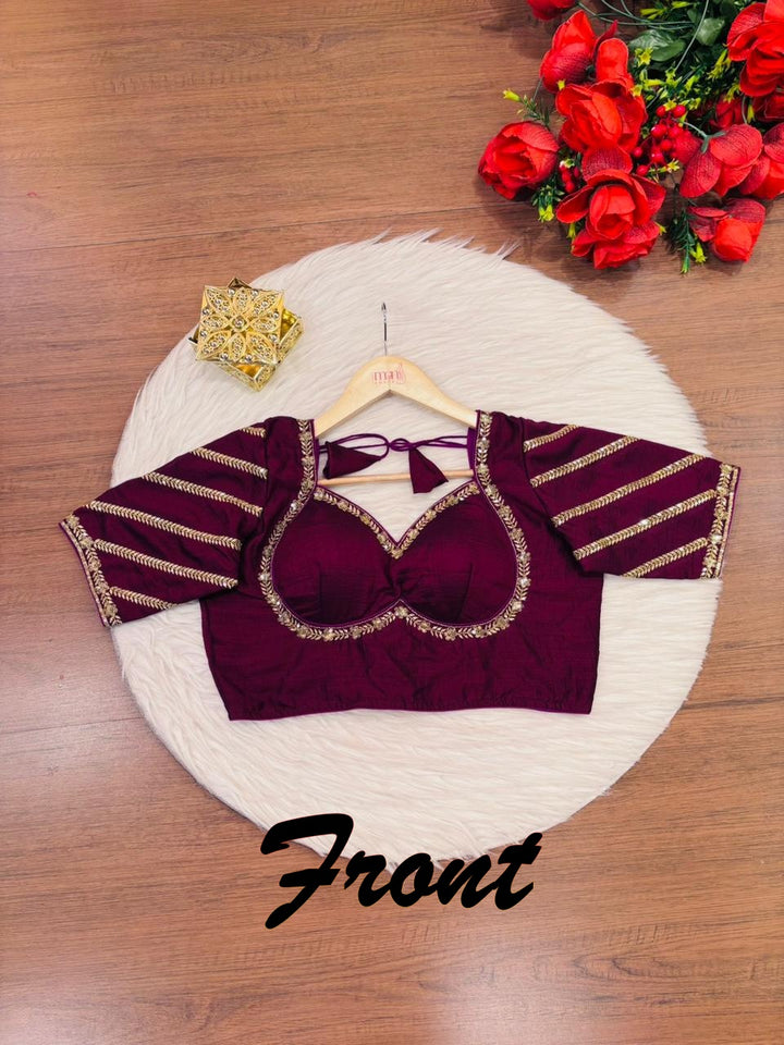 Partywear Purple Vichitra Silk Blouse