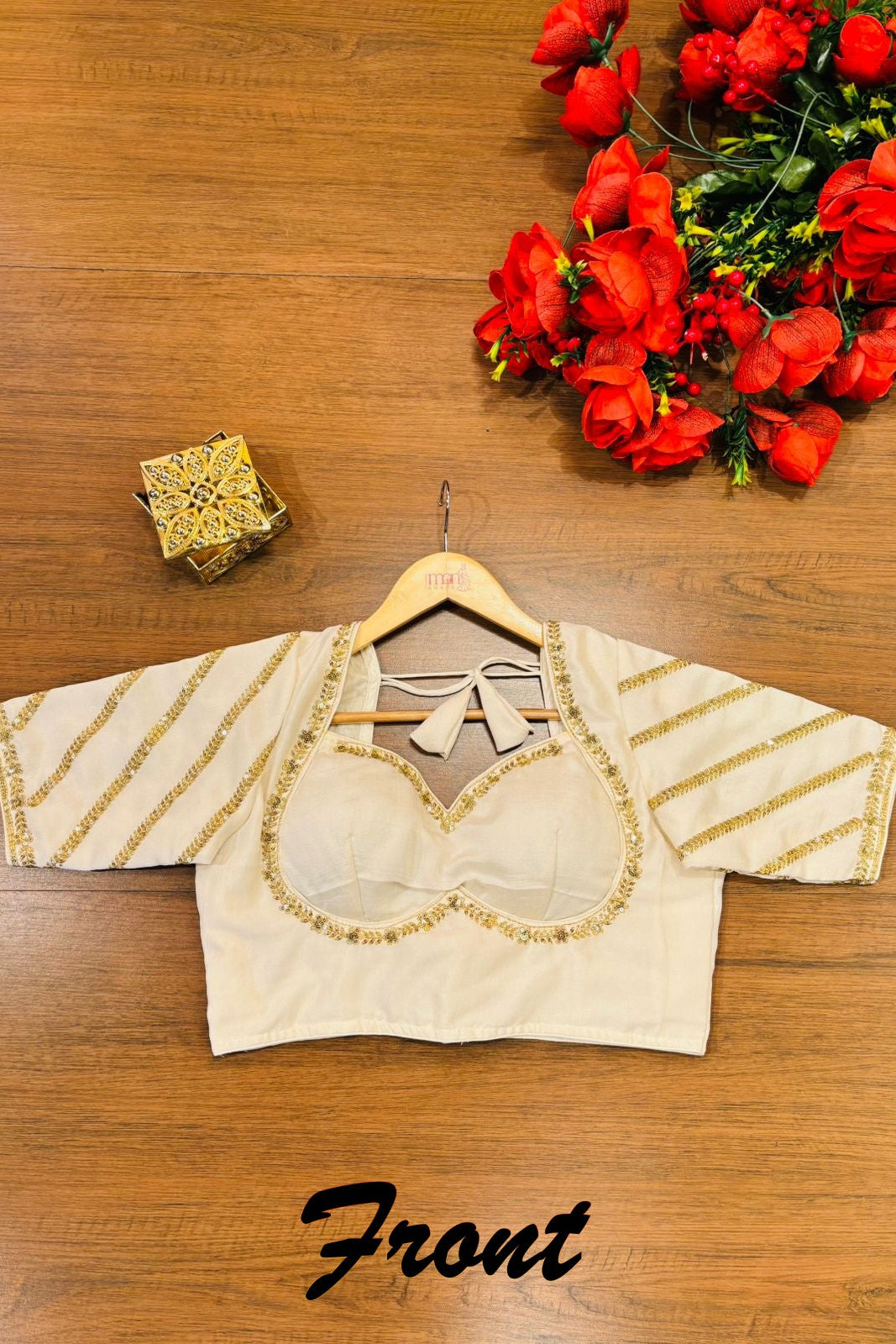 Partywear White Vichitra Silk Blouse