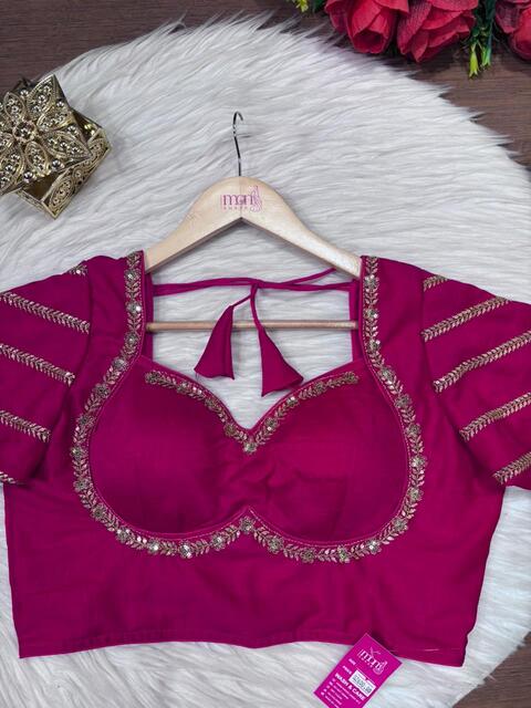Partywear Pink Vichitra Silk Blouse