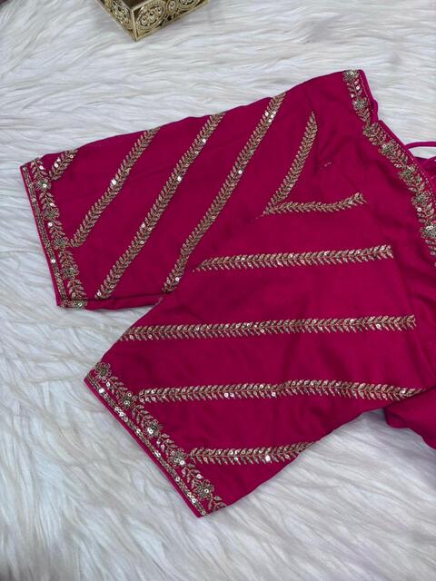 Partywear Pink Vichitra Silk Blouse