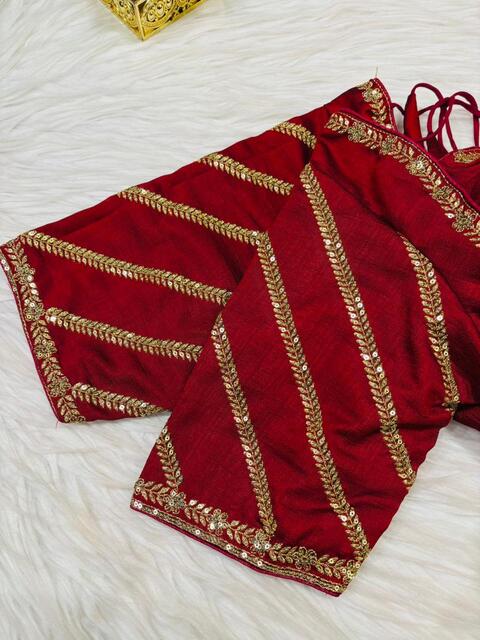 Partywear Maroon Vichitra Silk Blouse