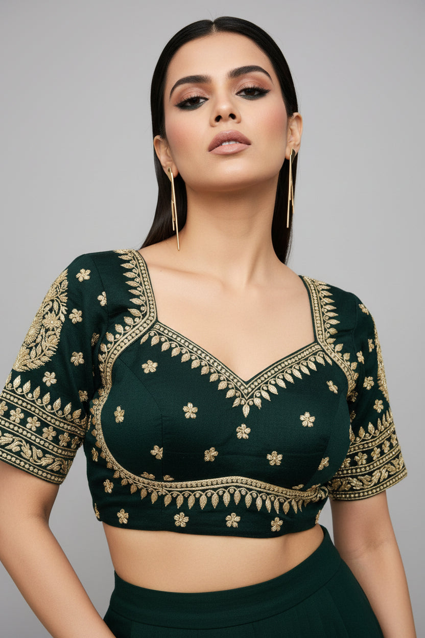Madhubala Special Vichitra Silk Blouse [ green]
