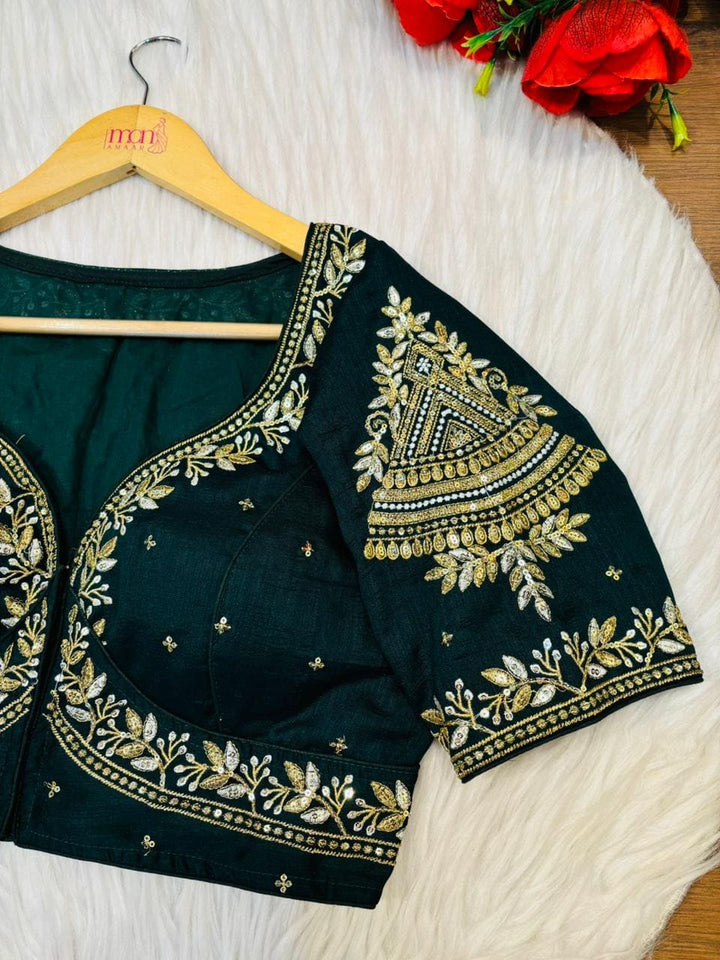 Vichitra Queen- Designer Blouse(Green)