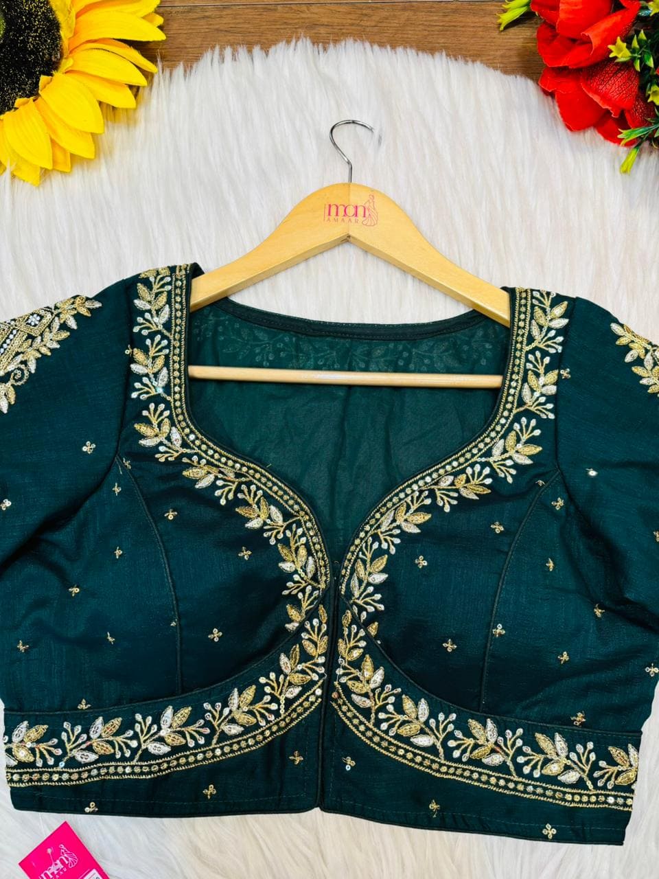 Vichitra Queen- Designer Blouse(Green)