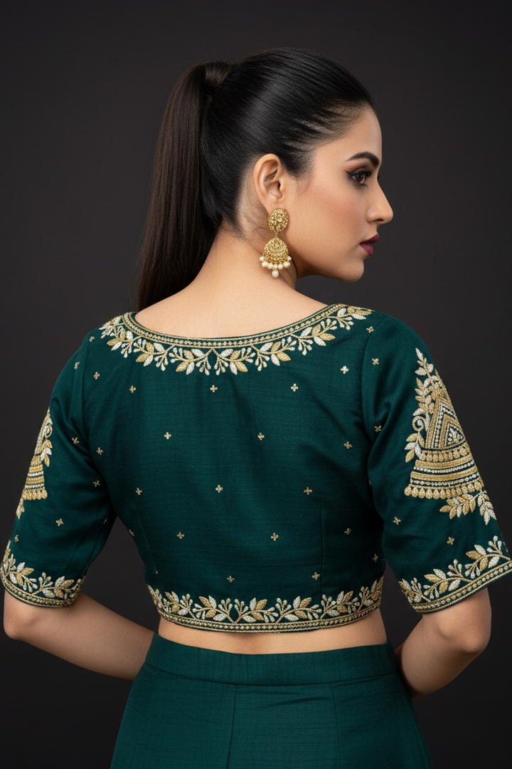 Vichitra Queen- Designer Blouse(Green)