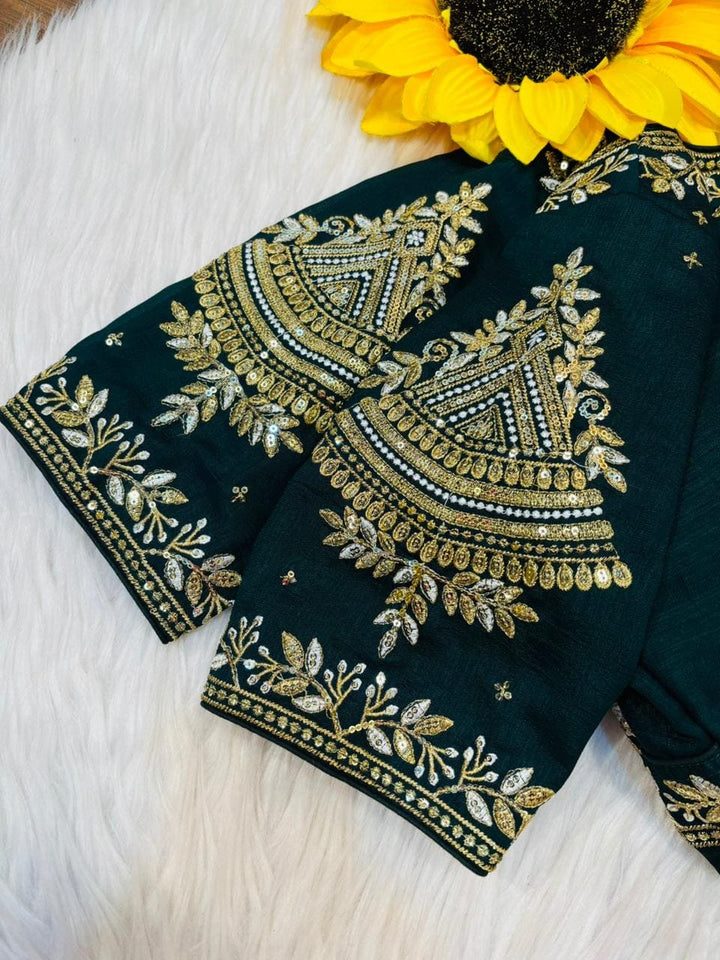 Vichitra Queen- Designer Blouse(Green)