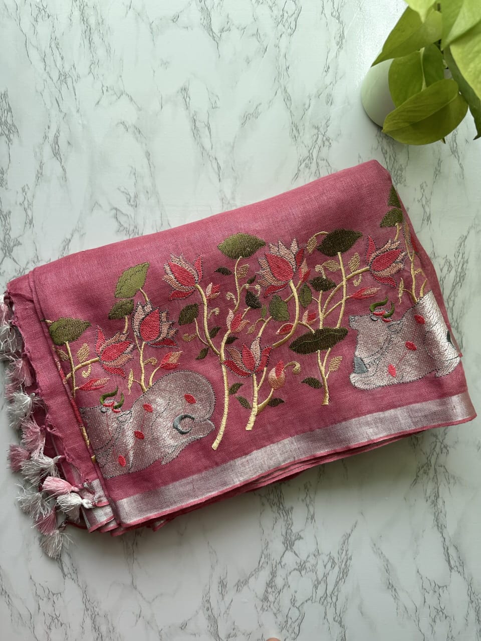 Folk Reverie Pure Linen Saree