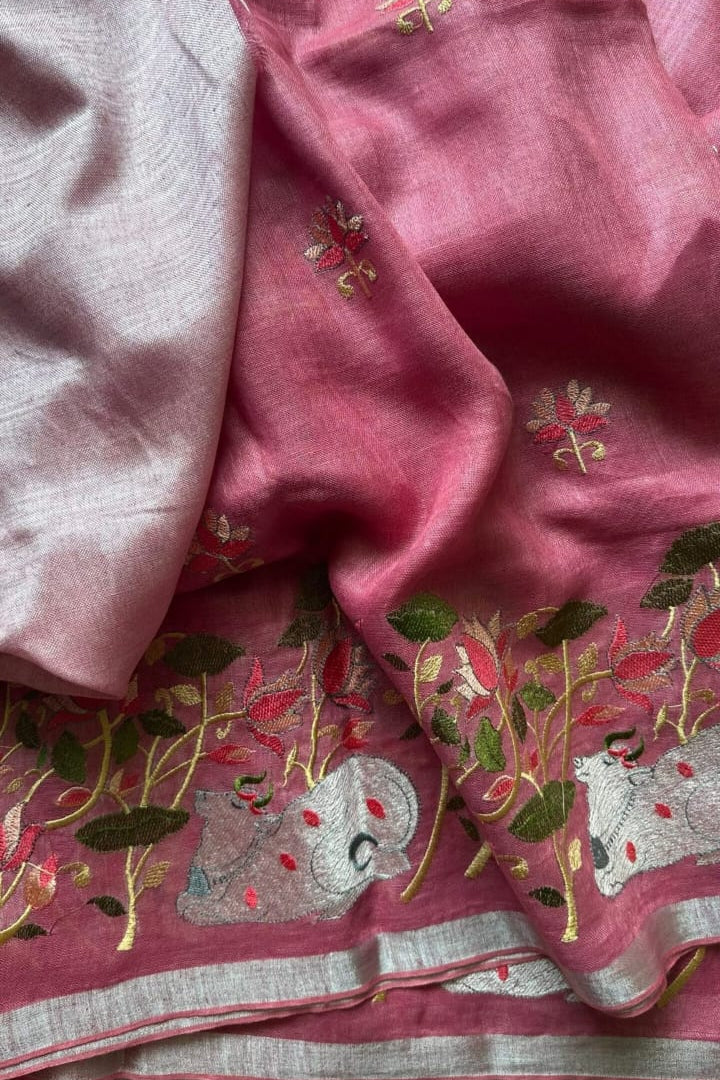 Folk Reverie Pure Linen Saree