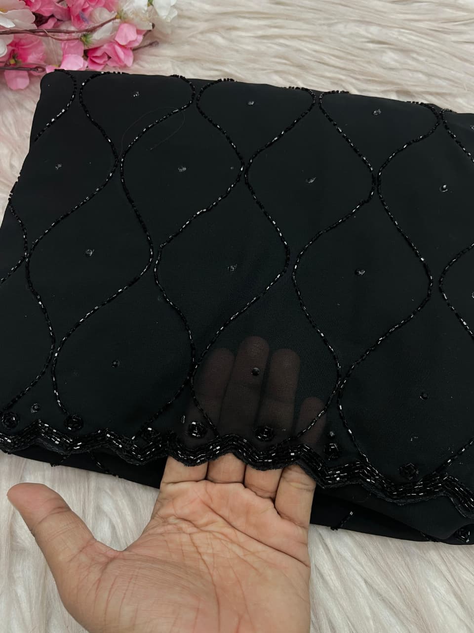 Threaded Story Georgette Silk Saree