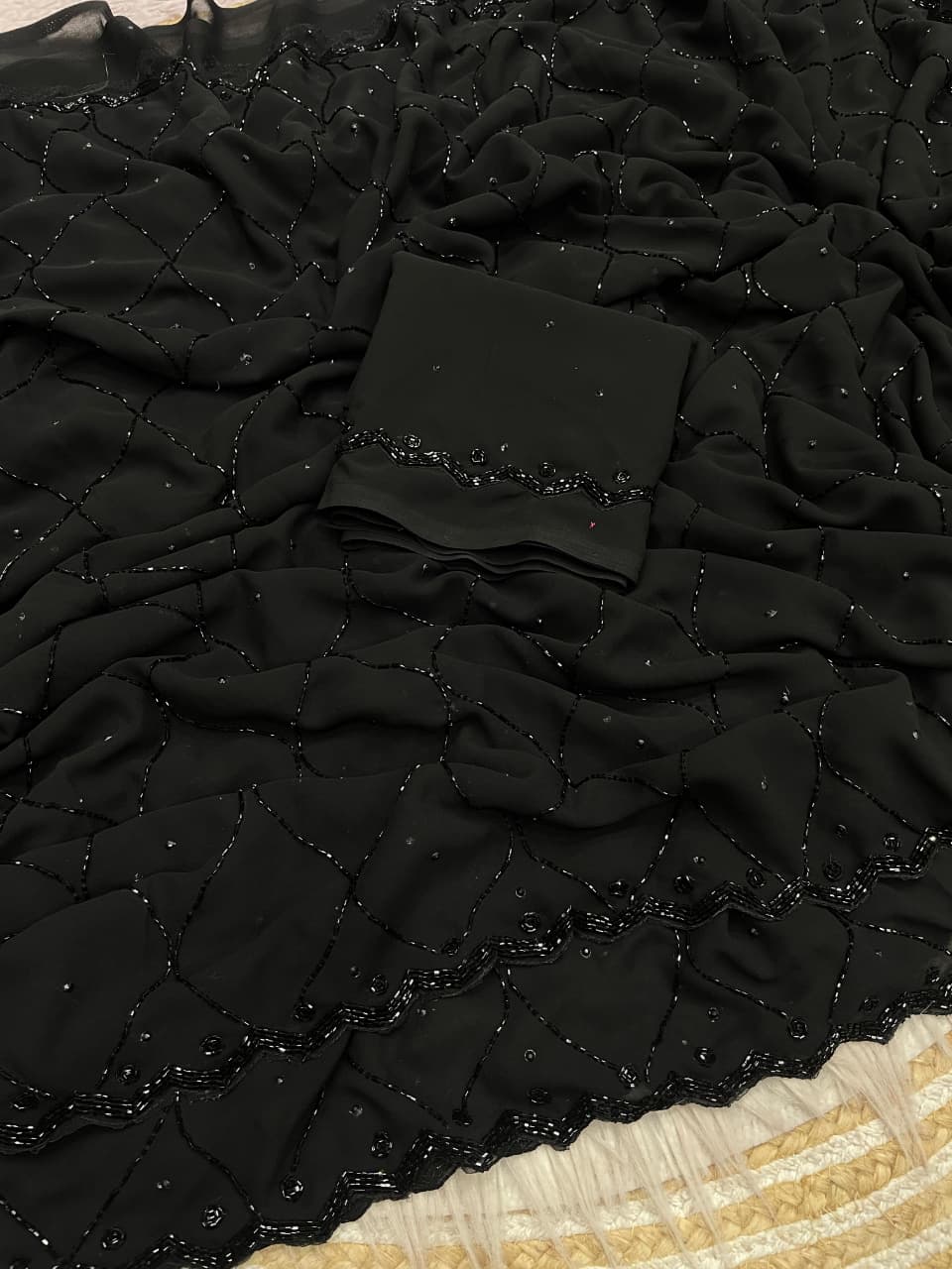 Threaded Story Georgette Silk Saree