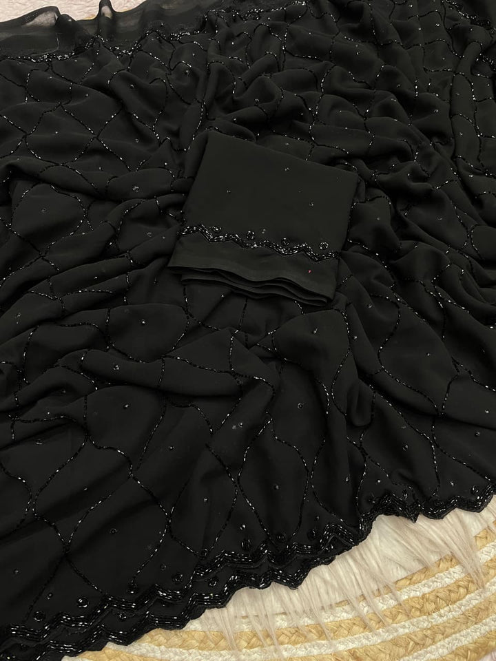 Threaded Story Georgette Silk Saree