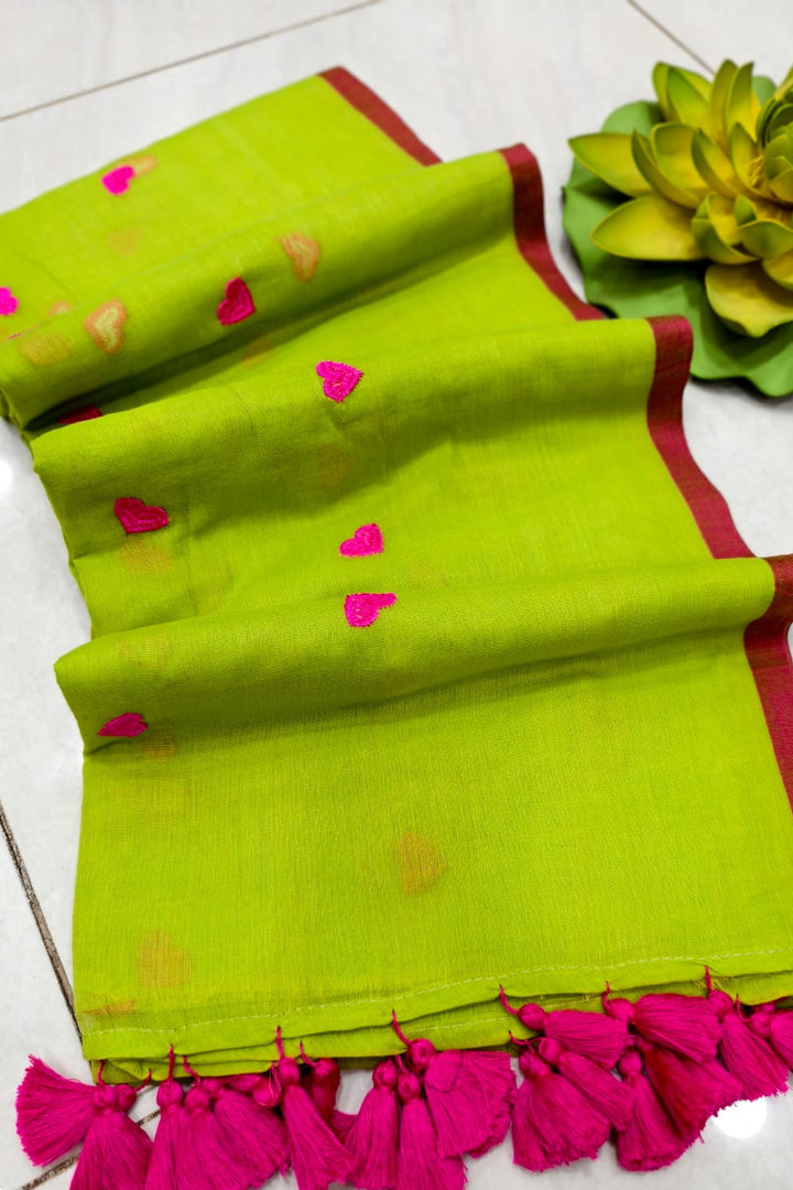 True Love Embroidery Mul Cotton Saree