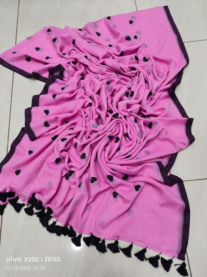 True Love Embroidery Mul Cotton Saree