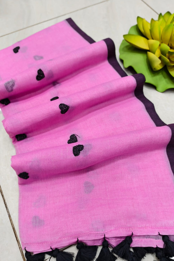 True Love Embroidery Mul Cotton Saree
