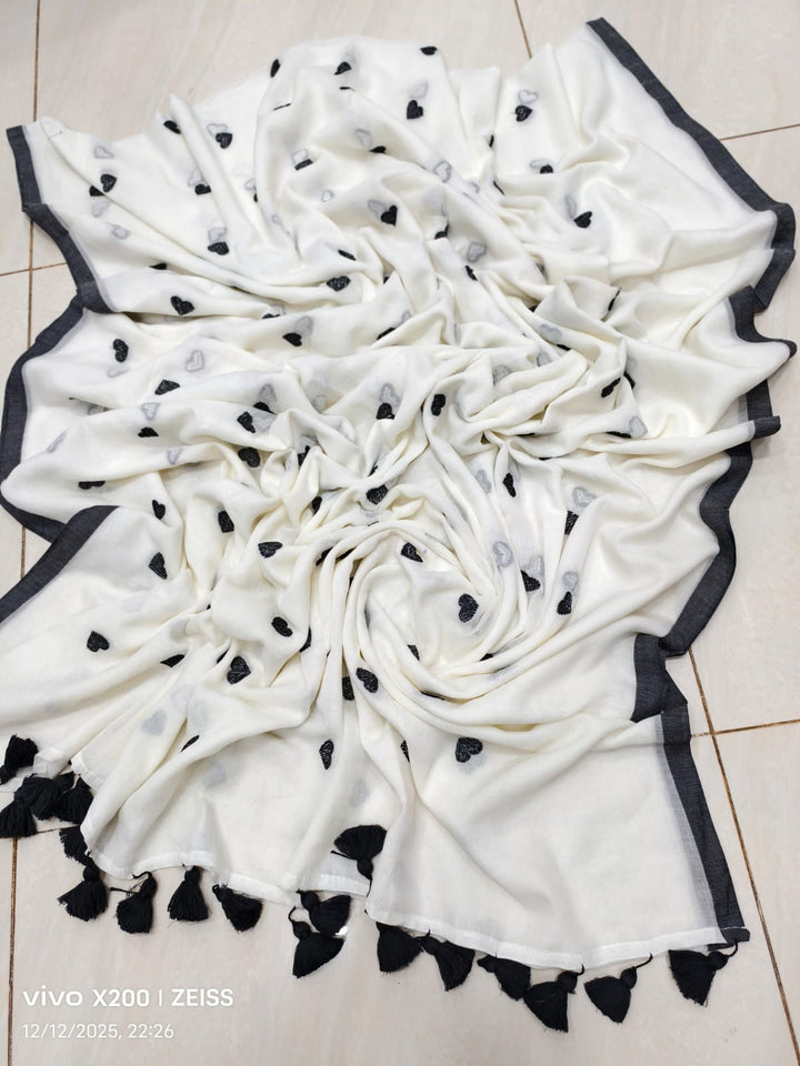 True Love Embroidery Mul Cotton Saree