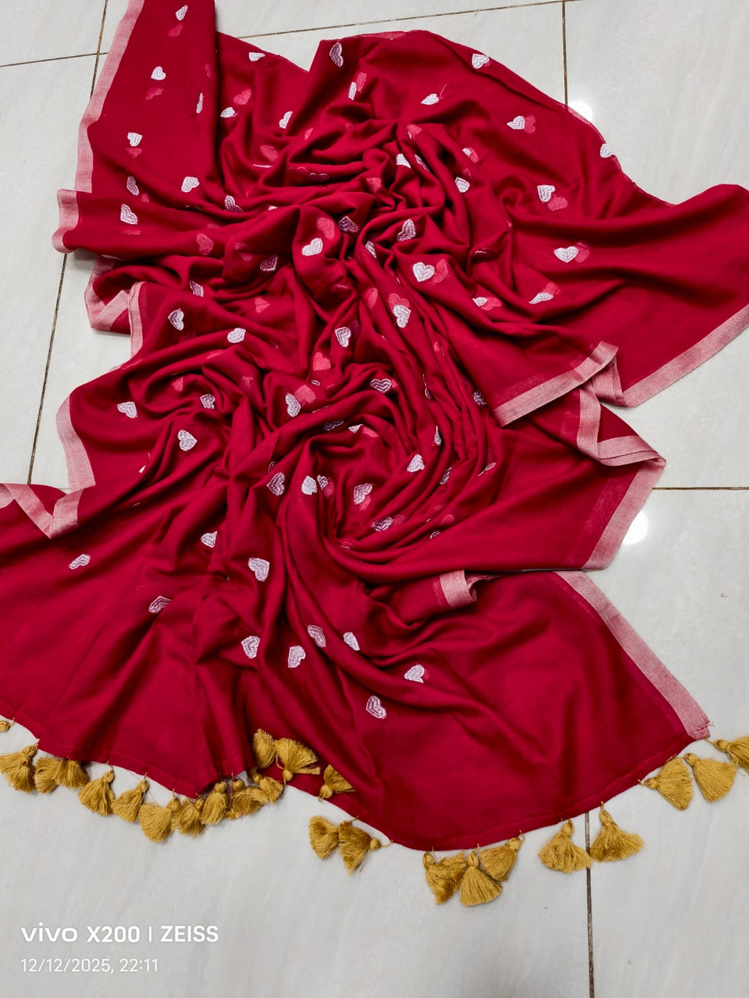 True Love Embroidery Mul Cotton Saree