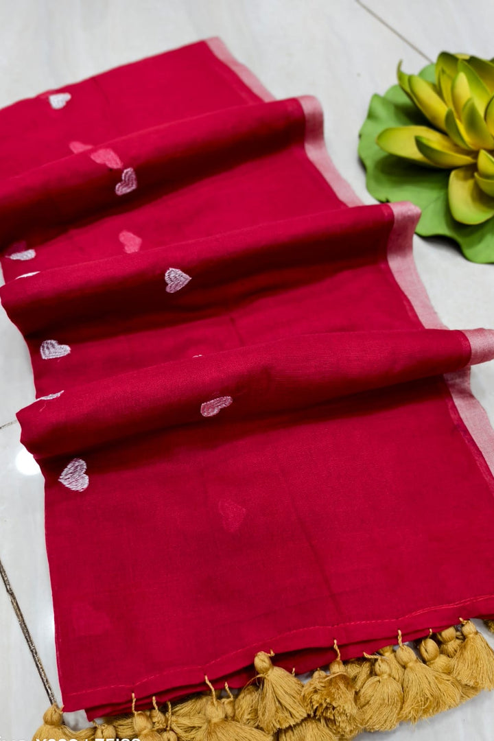 True Love Embroidery Mul Cotton Saree