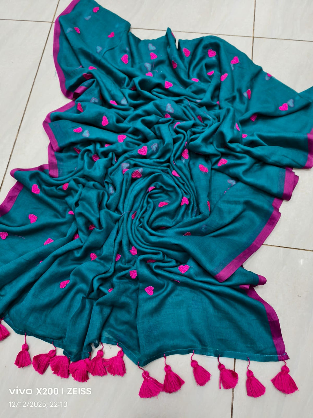 True Love Embroidery Mul Cotton Saree