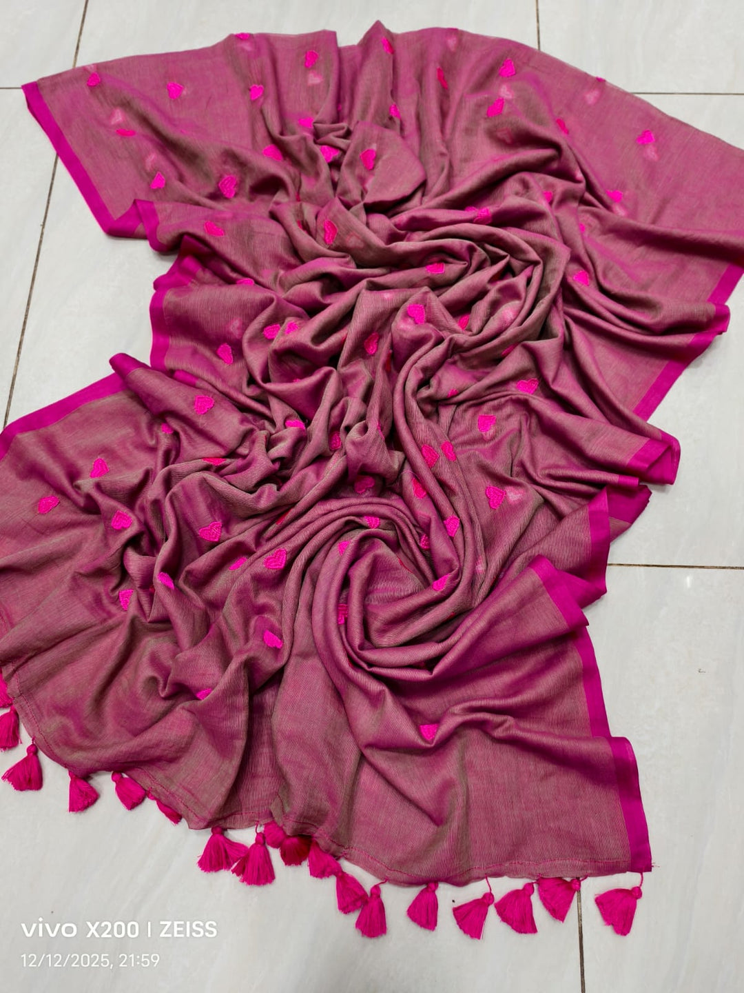 True Love Embroidery Mul Cotton Saree