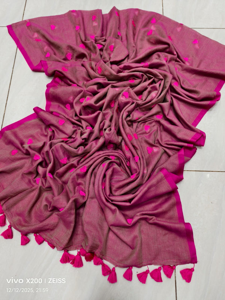 True Love Embroidery Mul Cotton Saree