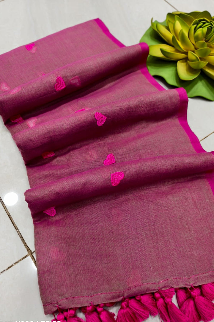 True Love Embroidery Mul Cotton Saree