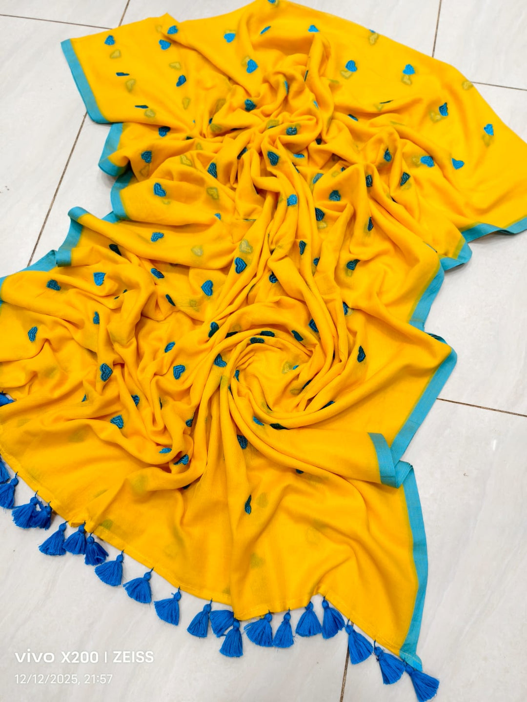 True Love Embroidery Mul Cotton Saree